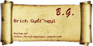 Brich Gyöngyi névjegykártya